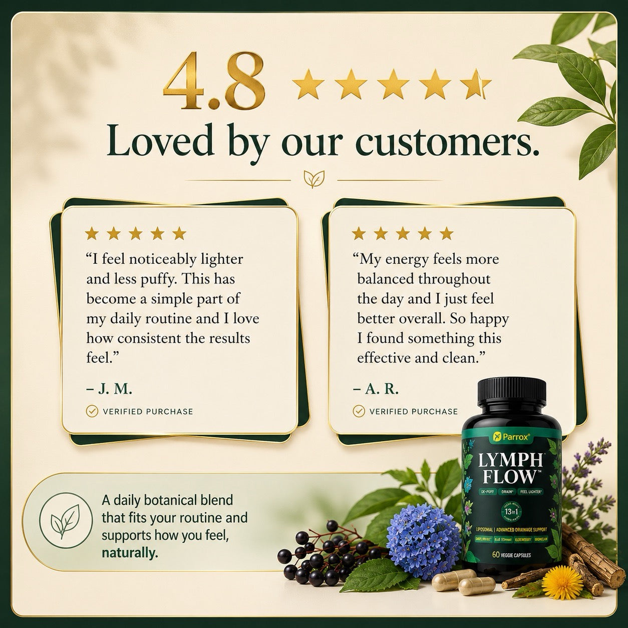 Liposomal Lymphatic Drainage Supplement with Cleavers, Dandelion Root, Red Clover, Burdock Root, Blue Vervain, Elderberry, Turmeric, Mullein, Black Seed, Chlorophyll & BioPerine, 60 Capsules