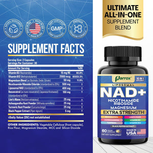 NAD+ Cellular Energy Booster - 10-in-1 Anti-Aging Formula