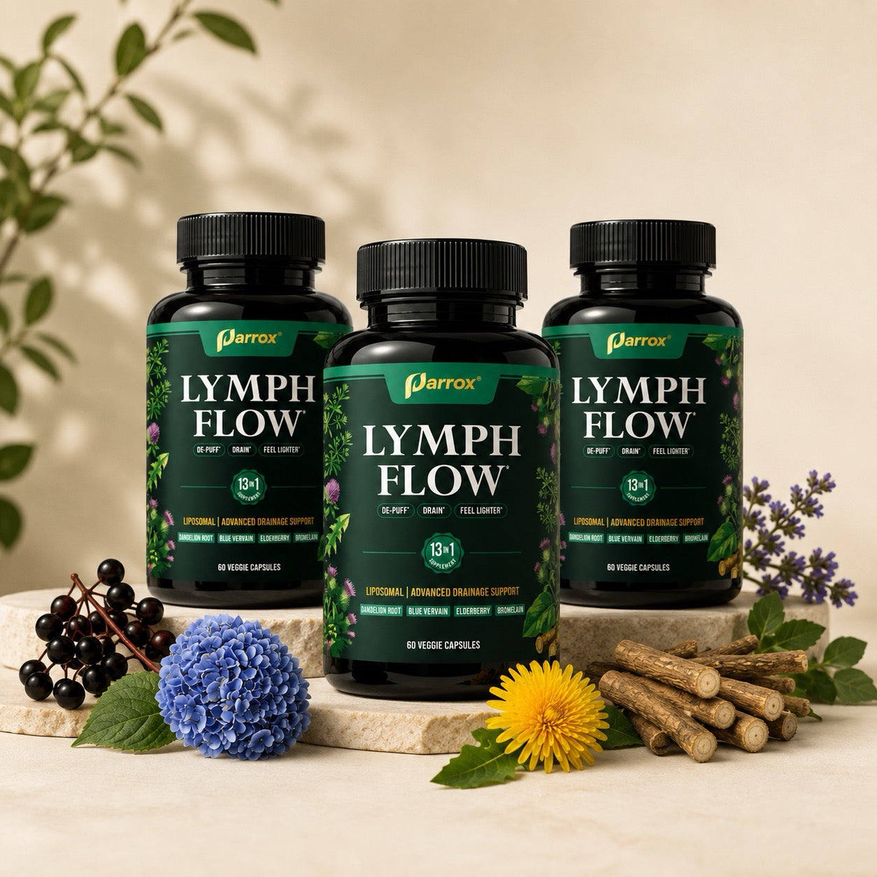 Liposomal Lymphatic Drainage Supplement with Cleavers, Dandelion Root, Red Clover, Burdock Root, Blue Vervain, Elderberry, Turmeric, Mullein, Black Seed, Chlorophyll & BioPerine, 60 Capsules