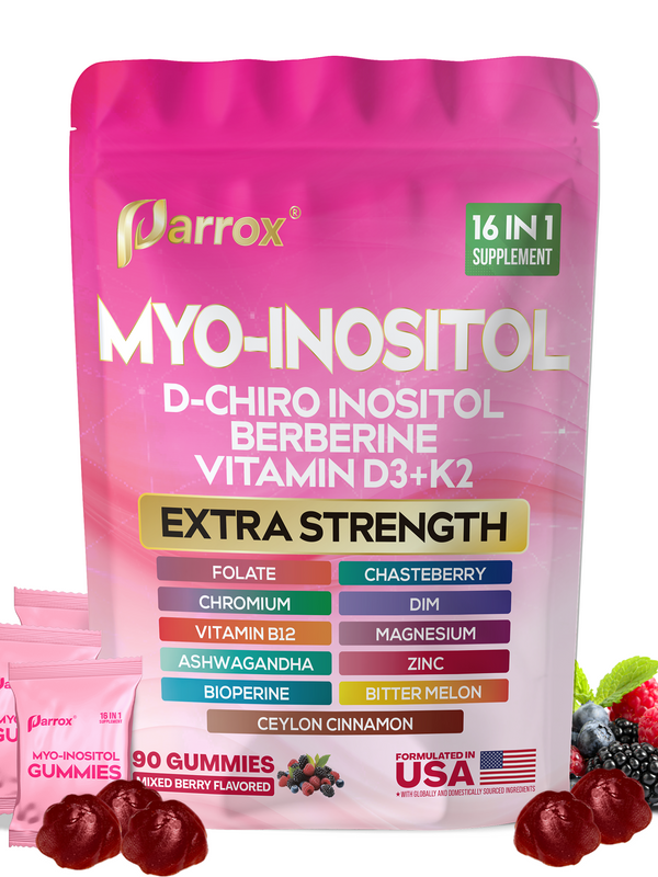 Myo-Inositol & D-Chiro Inositol Gummies 16 in 1 Supplement - Mixed Berry Flavor