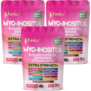 Myo-Inositol & D-Chiro Inositol Gummies 16 in 1 Supplement - Mixed Berry Flavor