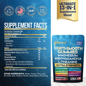 Corti-Smooth Stress Relief Gummies - Ashwagandha + L-Theanine Blend